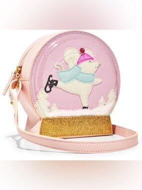 Bath & Body Works Ice Skating Mouse Pink Crossbody Bag Purse Christmas  New